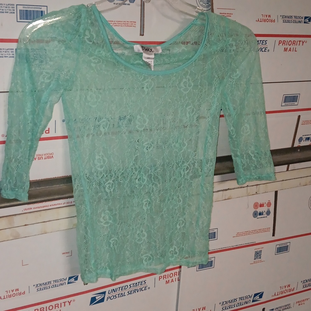 Pinky Size XS Mint Sheer Blouse (SKU 571)